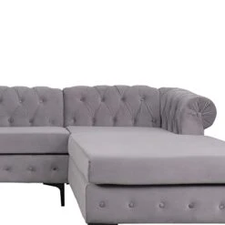NOSGA Modern Velvet Fabric L Shaped 3-Seat Sectional Sofa Couch, Furniture Sectional Chesterfield Couch Set, Upholstered Scroll Arm Chesterfield Sofa With Chaise For Living Room(Light Grey) -Songmics Furniture Shop 31VydqbKKvL