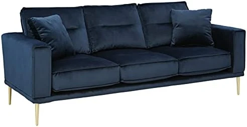 Signature Design By Ashley Macleary Modern Velvet Loveseat With Gold Metal Legs, Navy Blue 6 Signature Design By Ashley Macleary Modern Velvet Loveseat With Gold Metal Legs, Navy Blue - Image 6
