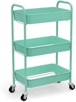 CAXXA 3-Tier Rolling Metal Storage Organizer - Mobile Utility Cart Kitchen Cart With Caster Wheels, White -Songmics Furniture Shop 31W7rhpLJDS. AC