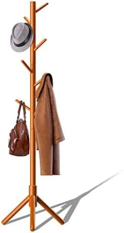 YOFU Coat Rack, Wooden Coat Rack Freestanding Easy Assembly, 8 Hooks-3 Height Adjustable Size, Coat Tree For Clothes, Hat, Bags,Coat Rack Stand For Home, Office, Hallway, Entryway(Honey Color) -Songmics Furniture Shop 31W8lPv3SNL. AC