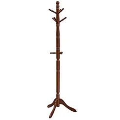VASAGLE Coat Rack, Solid Wood Coat Stand, Free Standing Hall Coat Tree With 10 Hooks For Coats, Hats, Bags, Purses, For Entryway, Hallway, Rubberwood, Dark Walnut URCR03WN