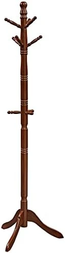 VASAGLE Coat Rack, Solid Wood Coat Stand, Free Standing Hall Coat Tree With 10 Hooks For Coats, Hats, Bags, Purses, For Entryway, Hallway, Rubberwood, Dark Walnut URCR03WN 6 VASAGLE Coat Rack, Solid Wood Coat Stand, Free Standing Hall Coat Tree With 10 Hooks For Coats, Hats, Bags, Purses, For Entryway, Hallway, Rubberwood, Dark Walnut URCR03WN - Image 6