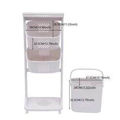 Rolling Laundry Basket Tower Large Laundry Basket With Wheels, Laundry Room Organization Multifunction Storage Basket Plastic (17 X 13 X 43 Inch) 9 Rolling Laundry Basket Tower Large Laundry Basket With Wheels, Laundry Room Organization Multifunction Storage Basket Plastic (17 X 13 X 43 Inch) -Songmics Furniture Shop 31WGCozYWYL