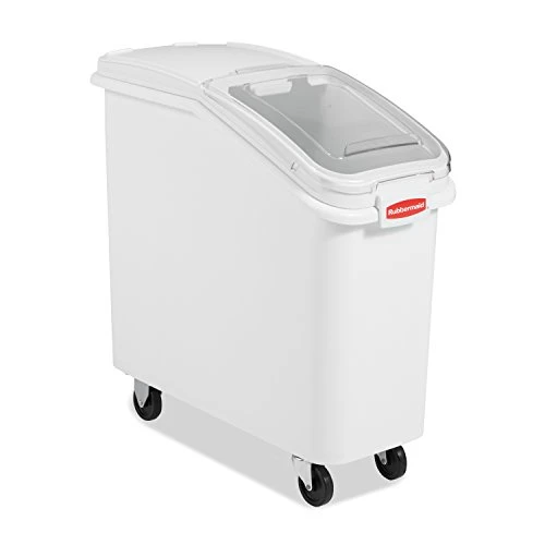 Rubbermaid Commercial Products ProSave Shelf-Storage Ingredient Bin With Scoop, 400-cup Capacity, Plastic, White, Sliding Lid, Container With Wheels For Kitchen/Restaurant Food Organization 1 Rubbermaid Commercial Products ProSave Shelf-Storage Ingredient Bin With Scoop, 400-cup Capacity, Plastic, White, Sliding Lid, Container With Wheels For Kitchen/Restaurant Food Organization