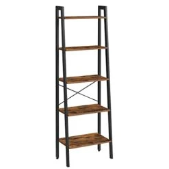 VASAGLE ALINRU 5-Tier Bookshelf, Industrial Bookcase And Storage Rack, Wood Look Accent Furniture With Metal Frame, 22.1 X 13.3 X 67.7 Inches, Rustic Brown