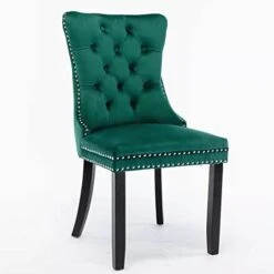 Rhomtree Set Of 2 Velvet Fabric Dining Chairs Luxury Tufted Back With Nailed Trim And Back Ring Pull Home Kitchen Dining Room Chairs Armless Side Chairs Solid Rubber Wood Legs (Gold) -Songmics Furniture Shop 31WciY1MpAL. AC