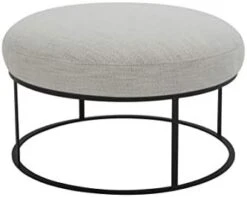 Amazon Brand – Rivet Revere Round Leather Iron-Framed Ottoman, 30.3"W, Cognac -Songmics Furniture Shop 31Wmw28azFL. AC