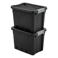 Sterilite 7.5 Gallon Stackable Rugged Industrial Storage Tote Containers With Gray Latching Clip Lids For Garage, Attic, Or Worksite, Black (6 Pack) 17 Sterilite 7.5 Gallon Stackable Rugged Industrial Storage Tote Containers With Gray Latching Clip Lids For Garage, Attic, Or Worksite, Black (6 Pack) -Songmics Furniture Shop 31Wsu96zh7L