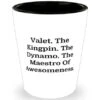 GENERIC Valet Gifts For Coworkers, Valet. The Kingpin. The Dynamo. The Maestro Of, Motivational Valet Shot Glass, Ceramic Cup From Boss, Gifts For Accountants, Gifts For Doctors, Gifts For Lawyers, Gifts For