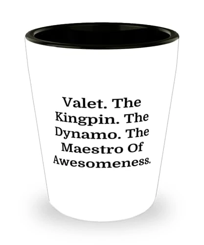 GENERIC Valet Gifts For Coworkers, Valet. The Kingpin. The Dynamo. The Maestro Of, Motivational Valet Shot Glass, Ceramic Cup From Boss, Gifts For Accountants, Gifts For Doctors, Gifts For Lawyers, Gifts For 1 GENERIC Valet Gifts For Coworkers, Valet. The Kingpin. The Dynamo. The Maestro Of, Motivational Valet Shot Glass, Ceramic Cup From Boss, Gifts For Accountants, Gifts For Doctors, Gifts For Lawyers, Gifts For