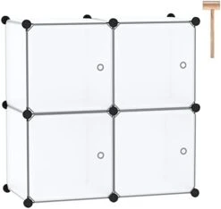 C&AHOME Cube Storage Organizer With Doors, 4-Cube Shelves, Closet Cabinet, DIY Plastic Modular Bookshelf Ideal For Bedroom, Living Room, 24.8" L X 12.4" W X 24.8" H Milky USHS04M-DOOR -Songmics Furniture Shop 31WxZ9FTjHL. AC