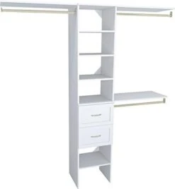 ClosetMaid SuiteSymphony Wood Closet Organizer Starter Kit With Tower And 3 Hang Rods, Shelves, Adjustable, Fits Spaces 4 – 9 Ft. Wide, Pure White, 16" -Songmics Furniture Shop 31X2kOXhdyL. AC