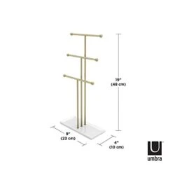Umbra Trigem Hanging Jewelry Organizer Tiered Tabletop Countertop Free Standing Necklace Holder Display, 3, Brass/White -Songmics Furniture Shop 31XFoWMyF6L