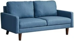 INSTORY Linen Sofa Set Modern Sofa & Loveseat Set 2 Piece Couch Set With Wooden Legs For Living Room, Office, Bedroom - Dark Blue -Songmics Furniture Shop 31XJZOelXcL. AC