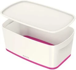 Leitz Small MyBox With Lid, Storage Box For Home And Office, High Gloss Plastic, 5 Litre, A5, White/Pink Metallic -Songmics Furniture Shop 31Xa4r1tSuL. AC