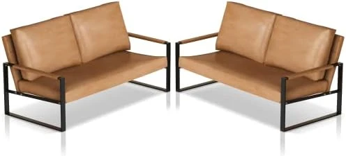 AWQM PU Leather Love Seats Sofa, 45" Mini Upholstered Couch For Small Space, Modern Accent Chair With Armrest And Removable Cushions, 2-Seater Lounge For Living Room, Bedroom, Office (Brown) 5 AWQM PU Leather Love Seats Sofa, 45" Mini Upholstered Couch For Small Space, Modern Accent Chair With Armrest And Removable Cushions, 2-Seater Lounge For Living Room, Bedroom, Office (Brown) - Image 5