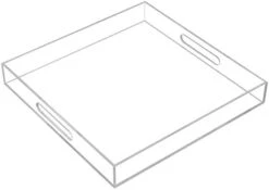 KEVLANG White Sturdy Acrylic Tray With Handles-8x8 Inch- Countertop Organizer Tray For Kitchen,Bathroom,Office- Storage Box For Cosmetics, Jewelry,Toiletries,Toy,Gadgets -Songmics Furniture Shop 31Xzmu0U8cL. AC