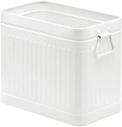 MDesign Decorative Retro Vintage Farmhouse Rectangle Metal Small Trash Can Wastebasket, Garbage Container Bin With Handles For Bathrooms, Powder Rooms, Kitchens - Oscar Collection, Black -Songmics Furniture Shop 31Y4hFODJaL. AC