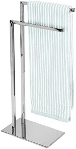 MDesign Tall Modern Stainless Steel Towel Rack Holder - 2 Tier Organizer For Bathroom Storage And Organization Next To Tub Or Shower, Holds Bath & Hand Towels, Washcloths - Chrome 13 MDesign Tall Modern Stainless Steel Towel Rack Holder - 2 Tier Organizer For Bathroom Storage And Organization Next To Tub Or Shower, Holds Bath & Hand Towels, Washcloths - Chrome -Songmics Furniture Shop 31YK8zVhXpL. AC