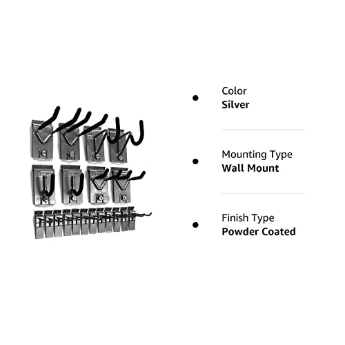 Proslat 11004 1/8-Inch Backplates Steel Hook Kit Designed For Proslat PVC Slatwall, 20-Piece, Silver 2 Proslat 11004 1/8-Inch Backplates Steel Hook Kit Designed For Proslat PVC Slatwall, 20-Piece, Silver - Image 2