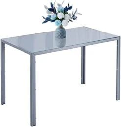 ROOIOME Gray Glass Dining Table Marbled Effect With Tempered Glass Top And Metal Frame And Leg, Gray Rectangle Kitchen Table For Restaurant (L X W X H) 51.20" * 27.5" * 29.5" 21 ROOIOME Gray Glass Dining Table Marbled Effect With Tempered Glass Top And Metal Frame And Leg, Gray Rectangle Kitchen Table For Restaurant (L X W X H) 51.20" * 27.5" * 29.5" -Songmics Furniture Shop 31YefNLi17L. AC