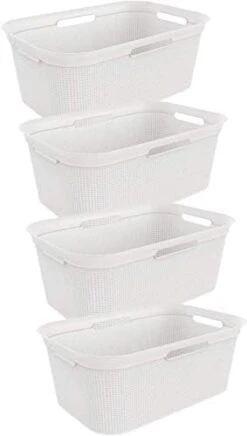Rotho, Brisen, Set Of 4 Laundry Basket 41 L, Plastic (PP) BPA-free, White, 4 X 40l (59,6 X 39,6 X 31,3 Cm) 12 Rotho, Brisen, Set Of 4 Laundry Basket 41 L, Plastic (PP) BPA-free, White, 4 X 40l (59,6 X 39,6 X 31,3 Cm) -Songmics Furniture Shop 31YkfRVGX6L. AC