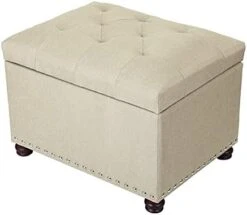 Joveco 24" Ottoman With Storage For Living Room Rectangular Fabric Tufted Bench Footrest - Light Grey -Songmics Furniture Shop 31YzFe1cSpS. AC