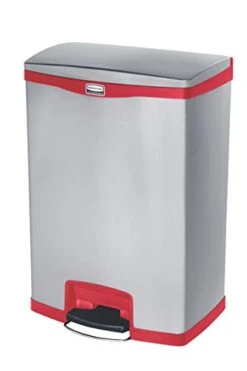 Rubbermaid Commercial Products Slim Jim Front Step-On Trash Can, Stainless Steel, 24 Gallon, Black, Indoor/Outdoor Waste Container For Office/Hospital/Mall/Kitchen -Songmics Furniture Shop 31ZC1m4lmUL