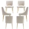 ZHENGHAO Velvet Dining Chairs Set Of 6, Modern Accent Kitchen Chairs With Gold Legs Upholstered Guest Chairs For Living Room/Kitchen/Restaurant, White