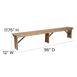 EMMA + OLIVER 8' X 12" Antique Rustic Solid Pine Folding Farm Bench With 3 Legs -Songmics Furniture Shop 31ZRW2hgsUL