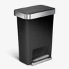 Simplehuman 45 Liter / 12 Gallon Rectangular Kitchen Step Trash Can With Soft-Close Lid, Black Plastic