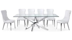 Modern Cortez 79" Clear Glass Dining Table With Polished Stainless Steel Base -Songmics Furniture Shop 31ZhUChf5GL