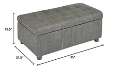 FIRST HILL FHW Arlos Rectangular Fabric Storage Ottoman With Tufted Design - Shadow Gray -Songmics Furniture Shop 31a3NMeT8GL