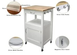 EHemco Kitchen Island Cart On Wheels With Drawer, Storage Cabinet, Shelf And Natural Solid Hardwood Top, White Base 11 EHemco Kitchen Island Cart On Wheels With Drawer, Storage Cabinet, Shelf And Natural Solid Hardwood Top, White Base -Songmics Furniture Shop 31a3PthOg6S