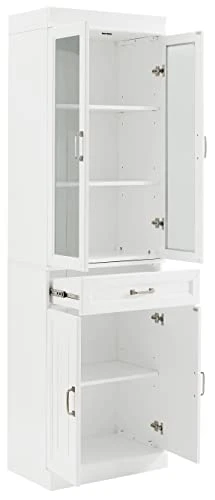 Crosley Furniture Stanton Glass Door Pantry, Set Of 2, White 5 Crosley Furniture Stanton Glass Door Pantry, Set Of 2, White - Image 5