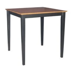 International Concepts Solid Wood Dining Table With Shaker Legs, 36 By 36 By 36-Inch, Black/Cherry