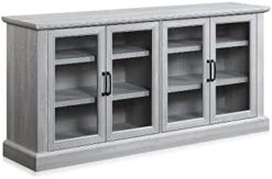 BELLEZE 70 Inch Sideboard Buffet Cabinet, Entertainment Center With Storage, Glass Display Cabinet With Adjustable Shelves Console Table Storage Cabinet For Living Room, Dining Room, Rustic Gray -Songmics Furniture Shop 31b9lUpsVPL. AC 1