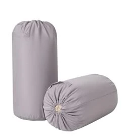 ECOWAN LIVING 8Gal Cylindrical Clothes Blanket Quilt Pillow Storage Bag, Closet Organizer Storage Container, Reusable Drawstring Packing Bag, Durable Handle, Moistureproof(Gray, M, 2 Bag)