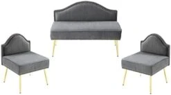 Homtique Velvet Loveseat & Accent Chair 3 Piece Set, Modern Upholstered Living Room Furniture Set, Armless Loveseat Settee With Gold Metal Legs, For Small Space, Bedroom, Apartment, Orange 25 Homtique Velvet Loveseat & Accent Chair 3 Piece Set, Modern Upholstered Living Room Furniture Set, Armless Loveseat Settee With Gold Metal Legs, For Small Space, Bedroom, Apartment, Orange -Songmics Furniture Shop 31bHyDCa9pL. AC