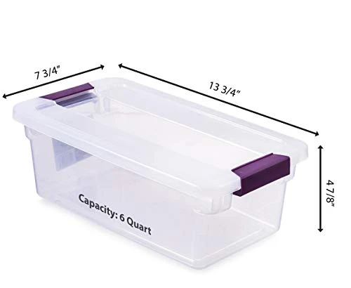 Peaknip - Sterilite 6 Quart Stackable Plastic Storage Bins With Lids And Latches (6 Pack) - Bundled With Labels And Marker 2 Peaknip - Sterilite 6 Quart Stackable Plastic Storage Bins With Lids And Latches (6 Pack) - Bundled With Labels And Marker - Image 2