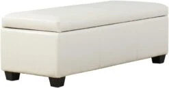 BELLEZE 47 Inch Storage Ottoman, Faux Leather Storage Bench Bedroom Bench With Safety Close Hinge, Ottoman With Storage For Living Room, Entryway, Hallway, Foot Rest, Support 300lbs - Rustic Gray -Songmics Furniture Shop 31bQh53gQL. AC