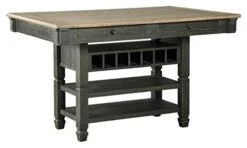 Signature Design By Ashley Tyler Creek Farmhouse 36" Counter Height Dining Table With Wine Rack, Amost Black & Tyler Creek Farmhouse 24.38" Counter Height Upholstered Barstool, Set Of 2, Almost Black -Songmics Furniture Shop 31bSzkWoneL