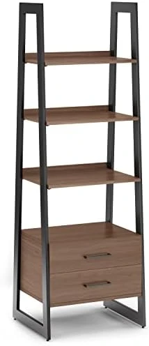 SIMPLIHOME Sawhorse SOLID WOOD 72 Inch X 24 Inch Modern Industrial Ladder Shelf With Storage In Black With 2 Drawers And 4 Shelves, For The Living Room, Study And Office 12 SIMPLIHOME Sawhorse SOLID WOOD 72 Inch X 24 Inch Modern Industrial Ladder Shelf With Storage In Black With 2 Drawers And 4 Shelves, For The Living Room, Study And Office - Image 12