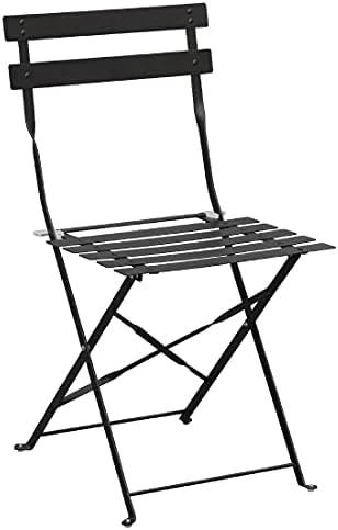 Bolero Black Pavement Style Steel Chairs (Pack 2) 4 Bolero Black Pavement Style Steel Chairs (Pack 2) - Image 4