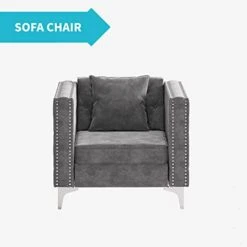 CECER Sofa, 3 Pieces Sofa Set, Loveseat Sofa- Oversize Sofa Couch- Sofa Chair, Velvet Sofa With Pillow, Couches For Living Room, Apartment, Office, Gray Sofa -Songmics Furniture Shop 31bbxwPNoIL