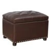 Decent Home Leather Storage Ottoman Foot Rest Stool With Nailhead Trim (Dark Brown)