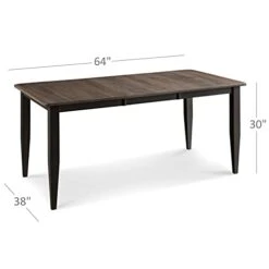 Carol's Inspirations 5 Piece Solid Wood Dining Room Set | 38x64 Inch Farmhouse Kitchen Table With 4 Chairs | Brown And Black Rustic Rectangle Table With Eased Edge And Distressing | Made In USA -Songmics Furniture Shop 31bpY8DRSCL