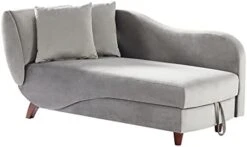 NOSGA Functional Indoor Chaise Lounge With Storage/2 Pillows And Solid Wood Legs, Modern Velvet Upholstered Sofa Recliner For Living Room Bedroom (Light Grey) 11 NOSGA Functional Indoor Chaise Lounge With Storage/2 Pillows And Solid Wood Legs, Modern Velvet Upholstered Sofa Recliner For Living Room Bedroom (Light Grey) -Songmics Furniture Shop 31bpek6kBMS. AC