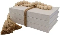 Kigan Home Linen Covered Decorative Books, Set Of 3 (Pearl White) - Fabric Covered Book Set Home Decor For Shelves, Fireplace Mantel, Coffee Table, Console/Bedside Table Or Farmhouse Tiered Tray -Songmics Furniture Shop 31br74b9IqL. AC