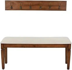 Décor Therapy Waverly Wood Bench With Coat Rack Set, Measures 42x11.8x17.75, Winter White -Songmics Furniture Shop 31bsKOzRrrL. AC